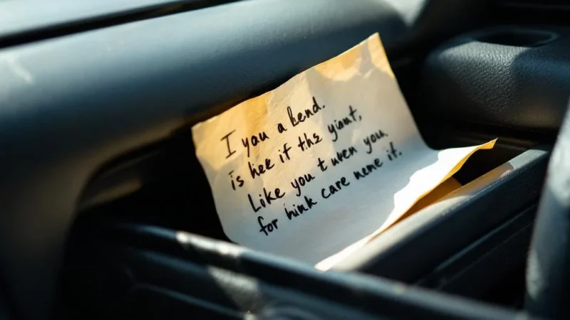 Découverte touchante dans une voiture d’occasion : un message qui vous bouleverse