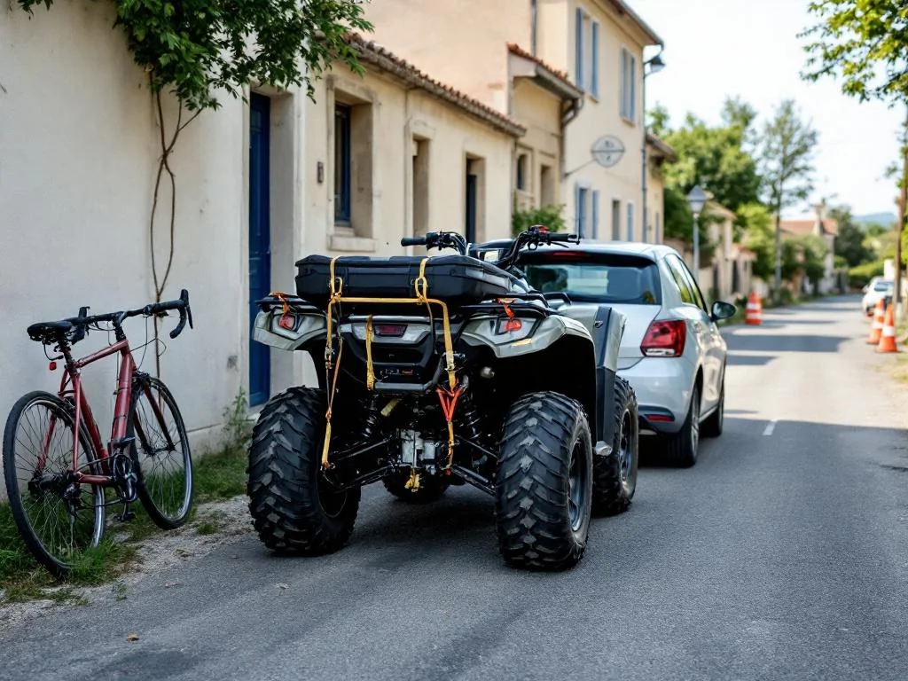 Vol audacieux : Des voleurs attachent un quad à leur voiture