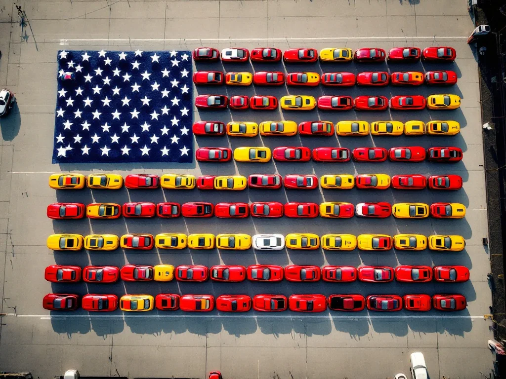 300 Corvette forment un immense drapeau américain à Detroit