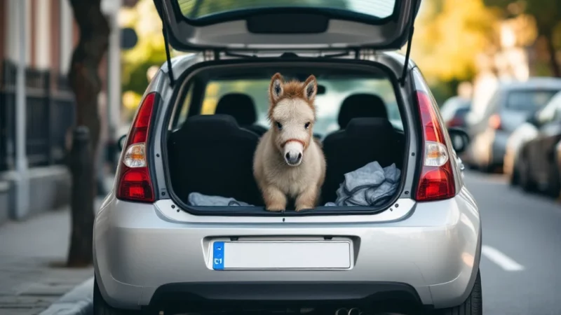Un Poney coincé dans une Citroën C1 : l&rsquo;incroyable voyage en ferry qui choque