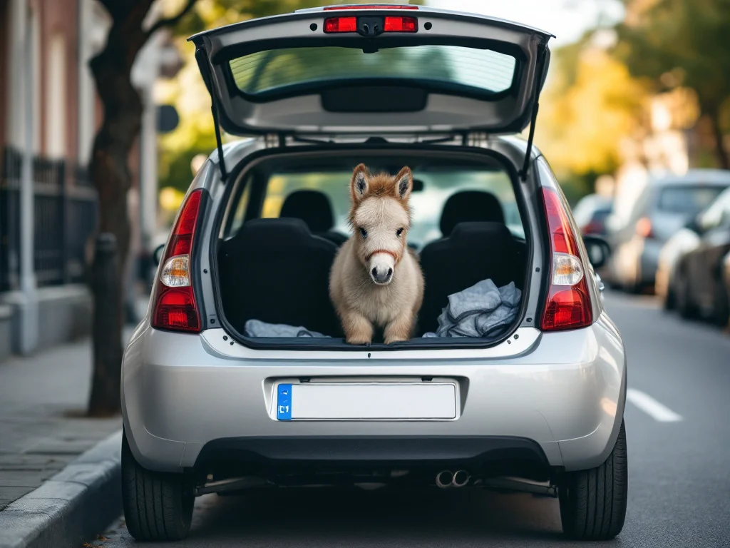 Un Poney coincé dans une Citroën C1 : l&rsquo;incroyable voyage en ferry qui choque